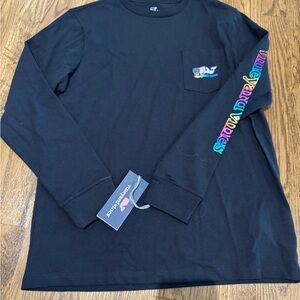 Boy’s Vineyard Vines Black Long Sleeve Tee with Multicolor Logo
